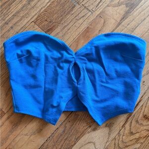 Bright Blue Strapless Cutout Bustier Top